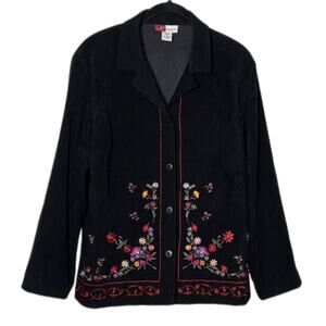 JM collection by Jennifer Moore Embroidered Black Jacket/Shacket Woman's Size 12